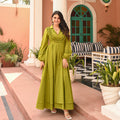 Madaan FC-063 | Dhani Green Swiss Maxi Dress
