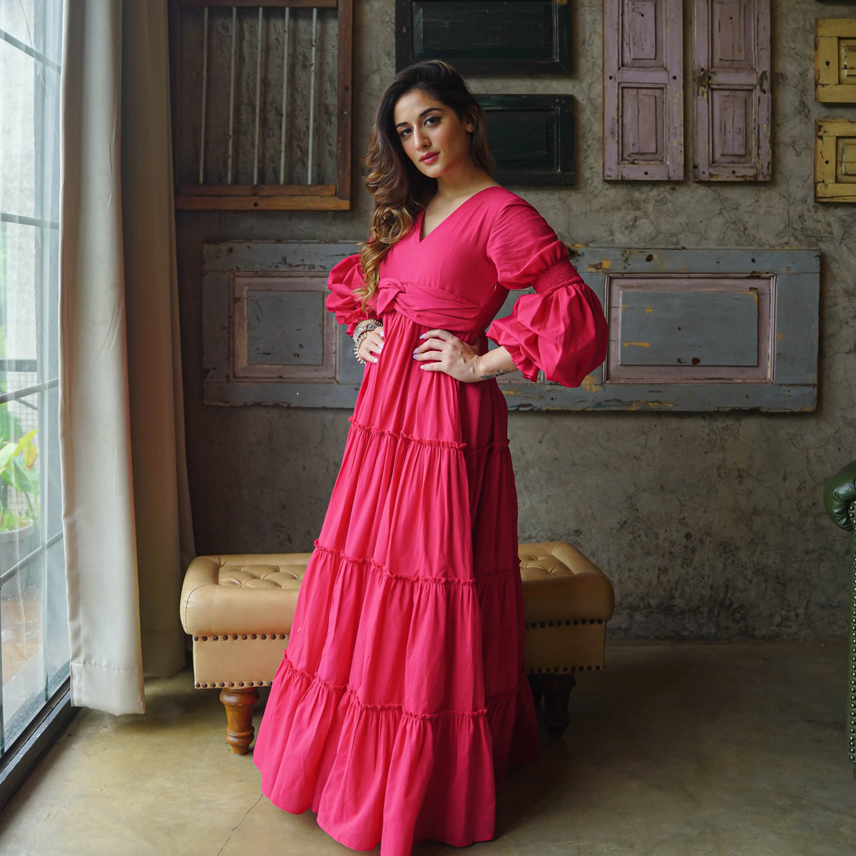 Zehvara | Amara Belt Cotton Maxi Dress - FC - 085