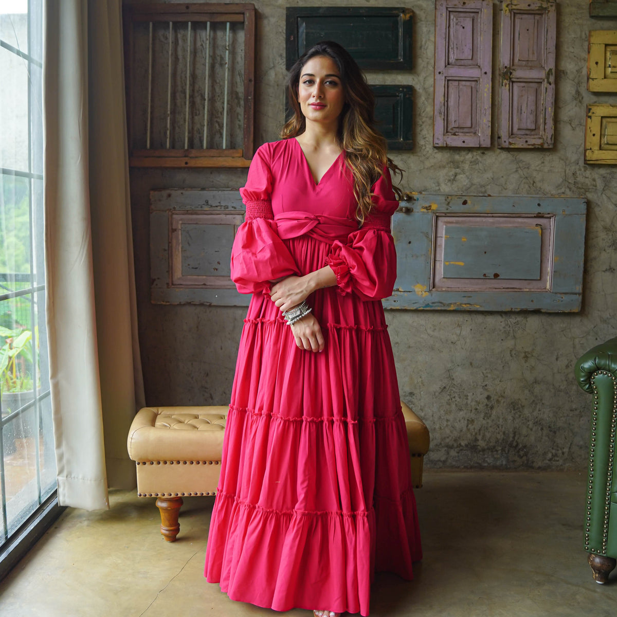 Zehvara | Amara Belt Cotton Maxi Dress - FC - 085